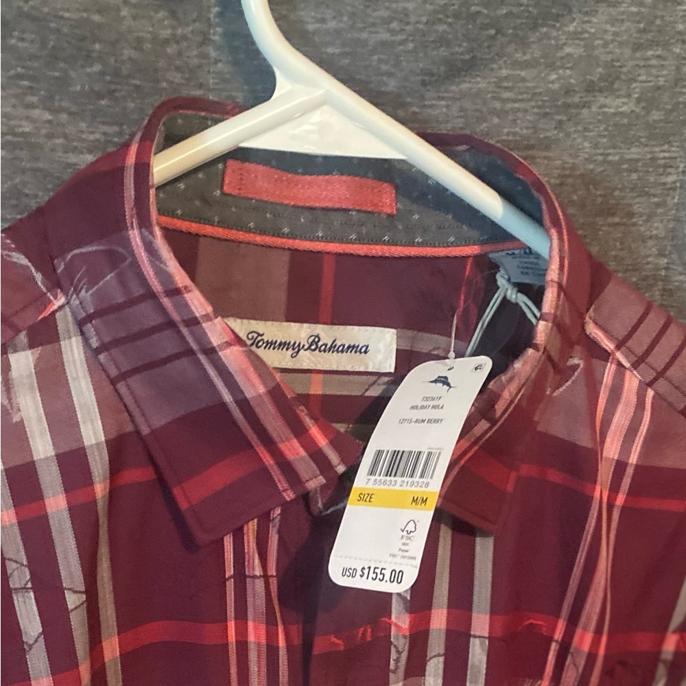 Tommy Bahama Red Plaid Casual Button Down Shirt